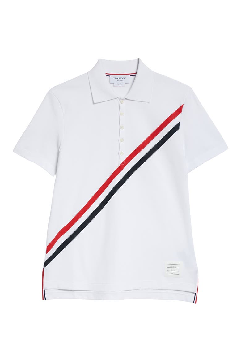 Diagonal Stripe Cotton Piqué Polo, Alternate, color, WHITE