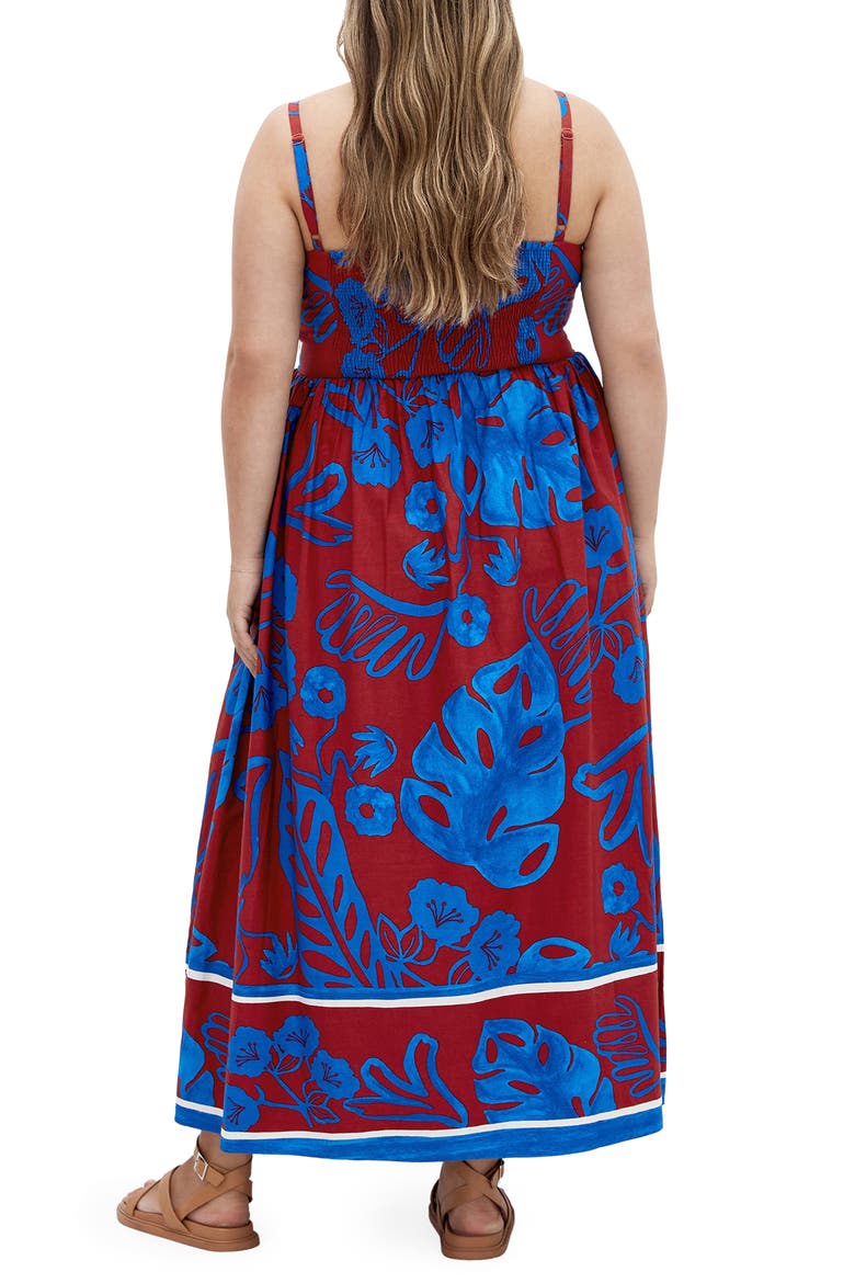 Giana Floral Cotton Sundress, Alternate, color, BLUE BORDER SEVILLE