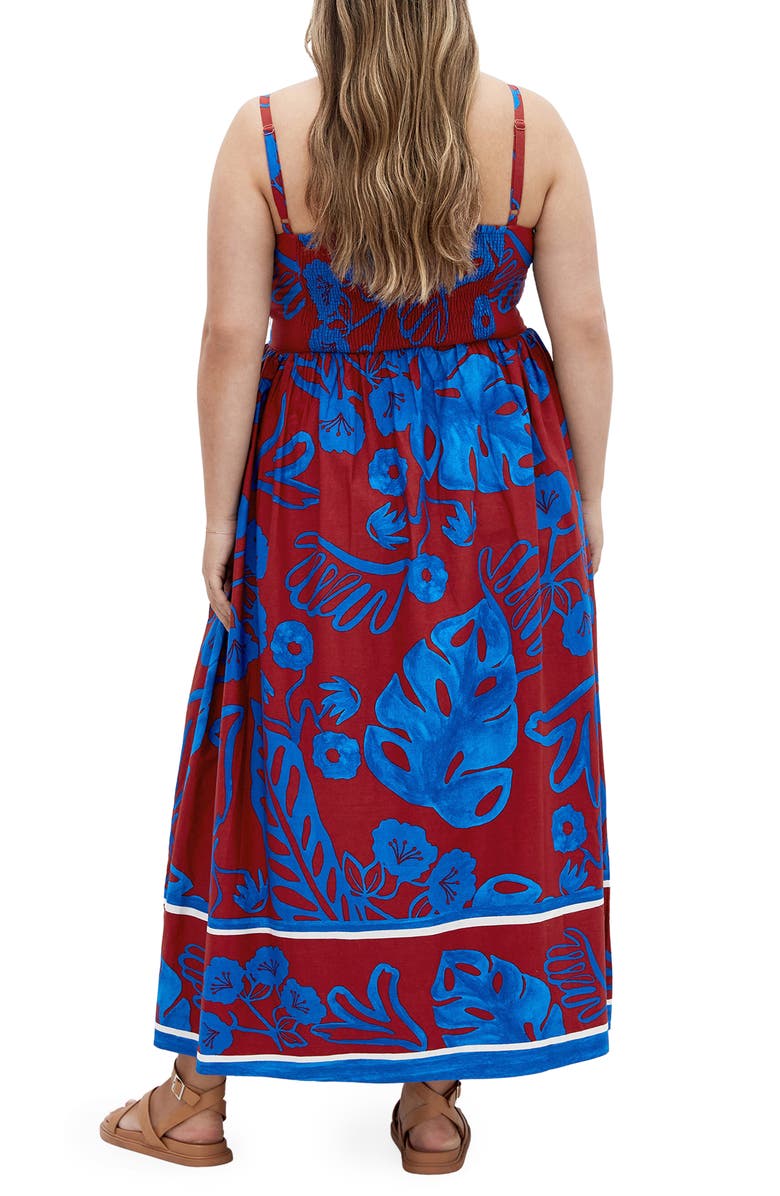 City Chic Giana Floral Cotton Sundress, Alternate, color, Blue Border Seville