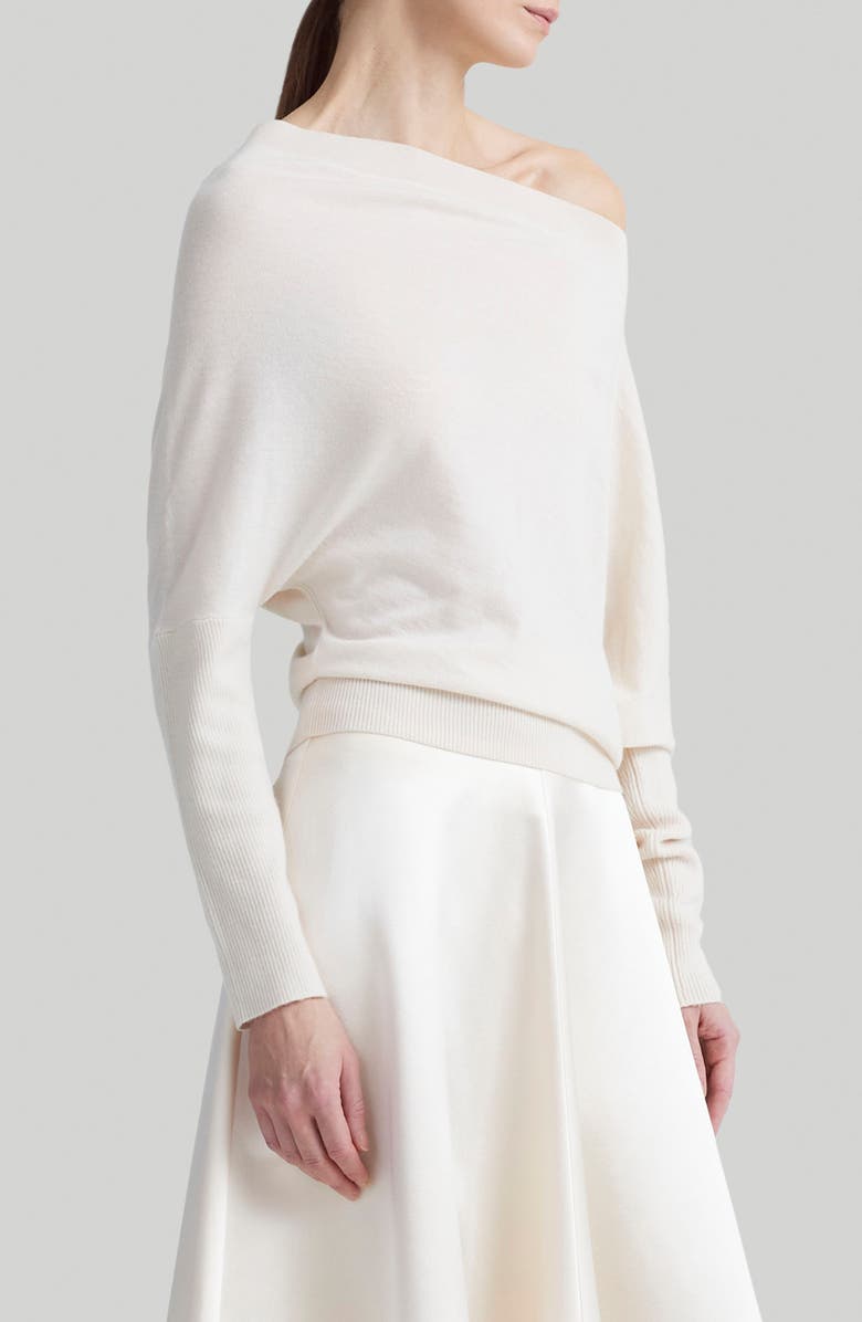 Altuzarra Grainge One-Shoulder Cashmere Sweater, Alternate, color, Ivory