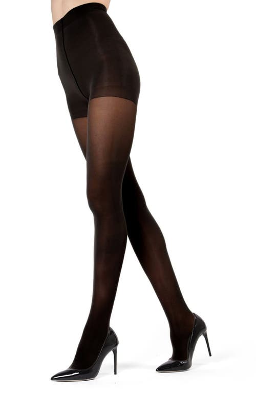 Memoi Perfectly Opaque Control Top Tights In Black