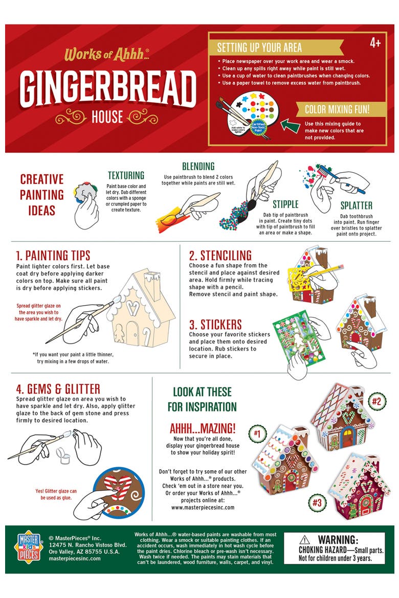 Gingerbread House Wood Paint Set, Alternate, color, Multicolor