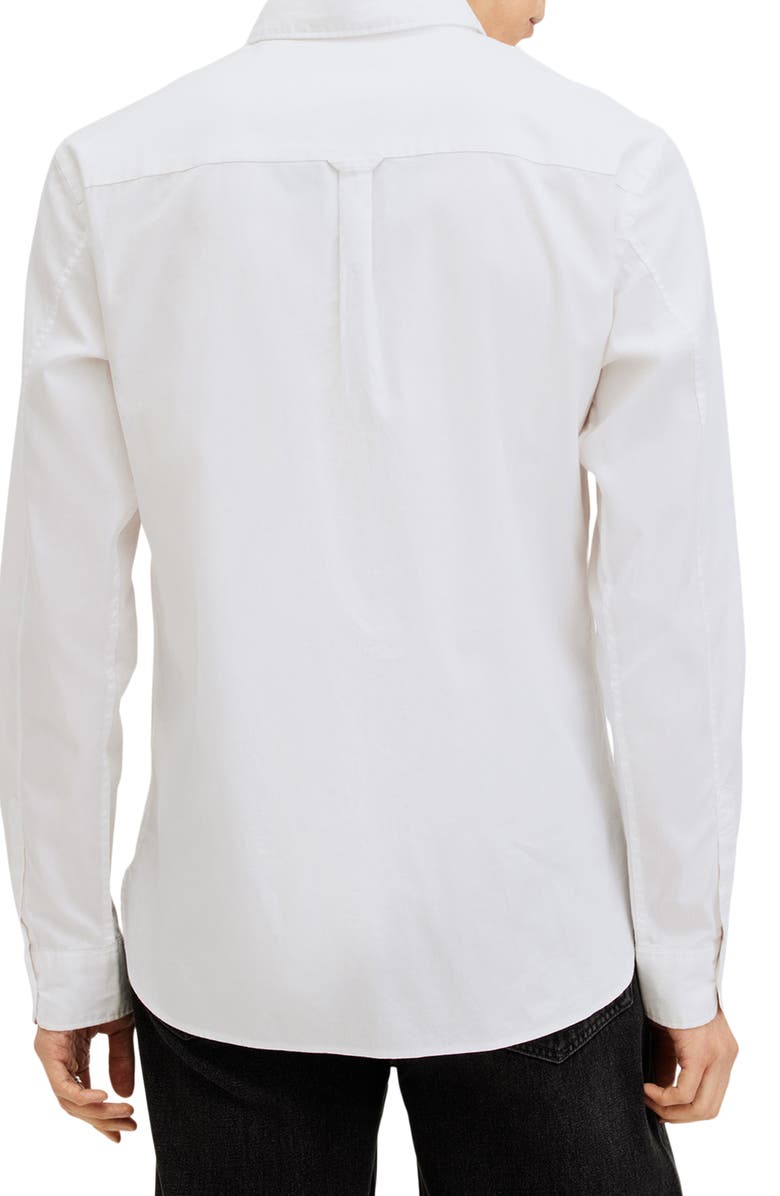 AllSaints Hawthorne Solid Stretch Cotton Button-Up Shirt, Alternate, color, White