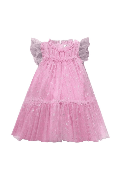 Lola + The Boys Shimmer Stars Tulle Dress In Pink