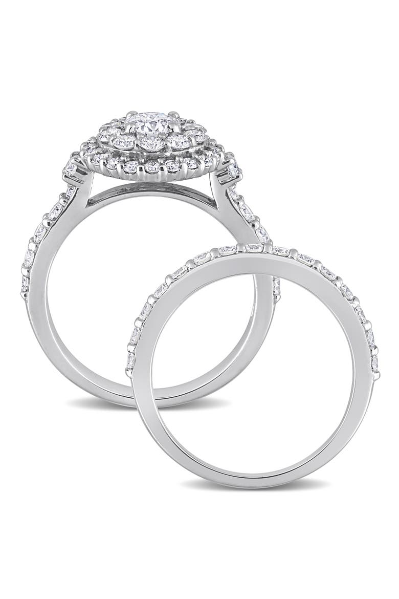 1-3/4 CTW Lab-Grown Diamond Halo Bridal Ring Set, Alternate, color, White Gold