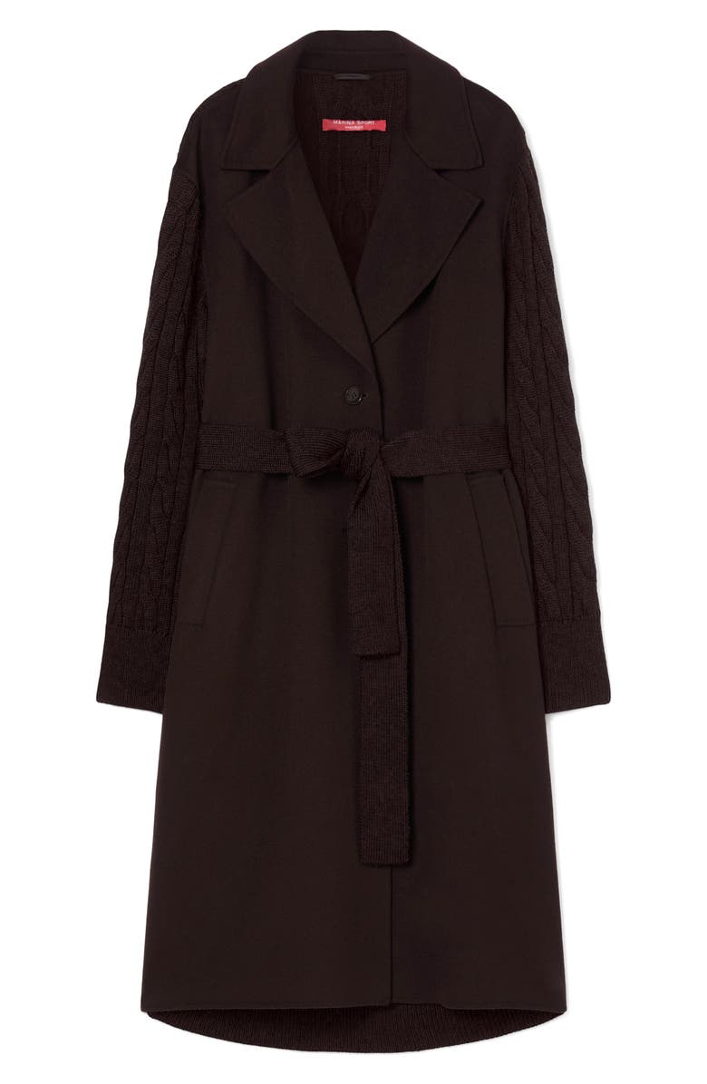 Marina Rinaldi Zarina Mixed Media Virgin Wool Blend Coat, Alternate, color, Chocolate