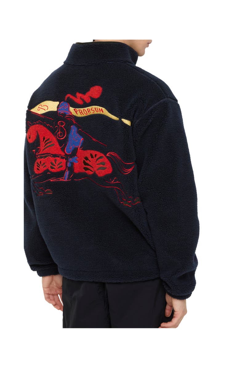 Burberry Knight Wool Cashmere Blend Fleece, Alternate, color, Navy