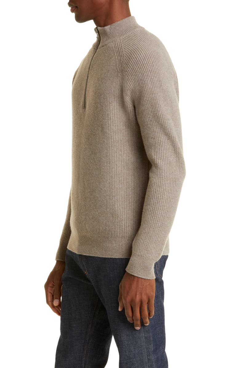 Sunspel Half Zip Lambswool & Cashmere Rib Sweater, Alternate, color, 
