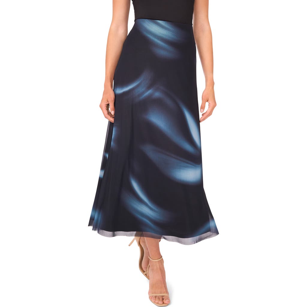 halogen(r) Blur Print Mesh Maxi Skirt in Rich Black  product