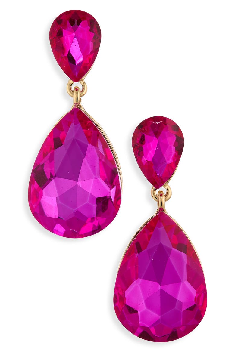 Teardrop Drop Earrings, Main, color, FUCHSIA