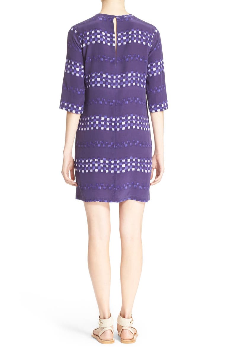 'Aubrey' Grid Stripe Silk Shift Dress, Alternate, color, ULTRAMARINE