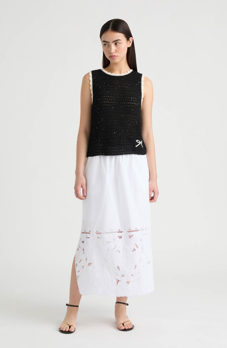 NVLT Cotton Poplin Eyelet Midi Skirt, Alternate, color, White
