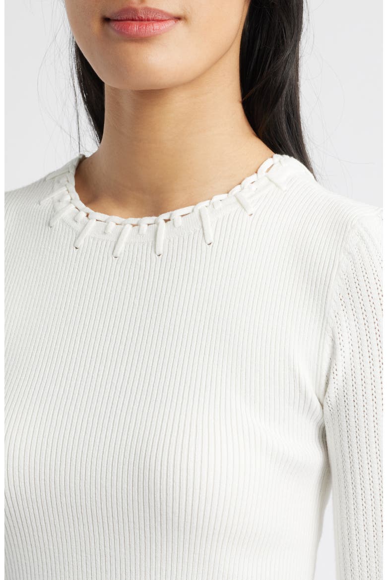 Elbow Sleeve Rib Sweater, Alternate, color, OFF WHITE