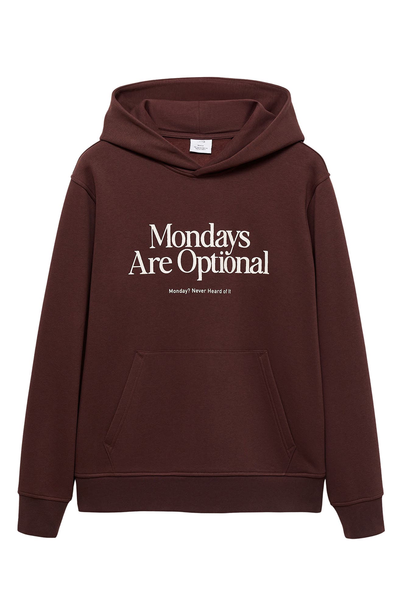 MANGO Mondays Are Optional Fleece Graphic Hoodie in Burgundy at Nordstrom Rack, Size Small