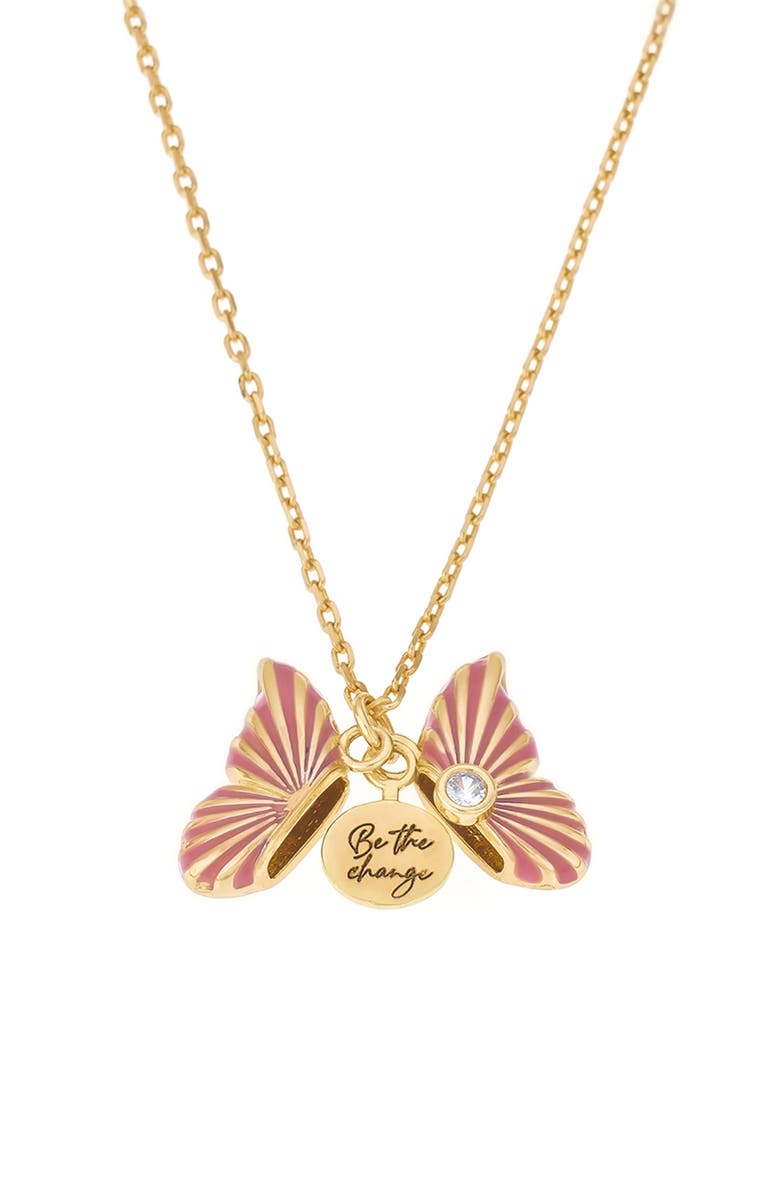 Ettika 'Be The Change' Butterfly Charm Necklace, Alternate, color,