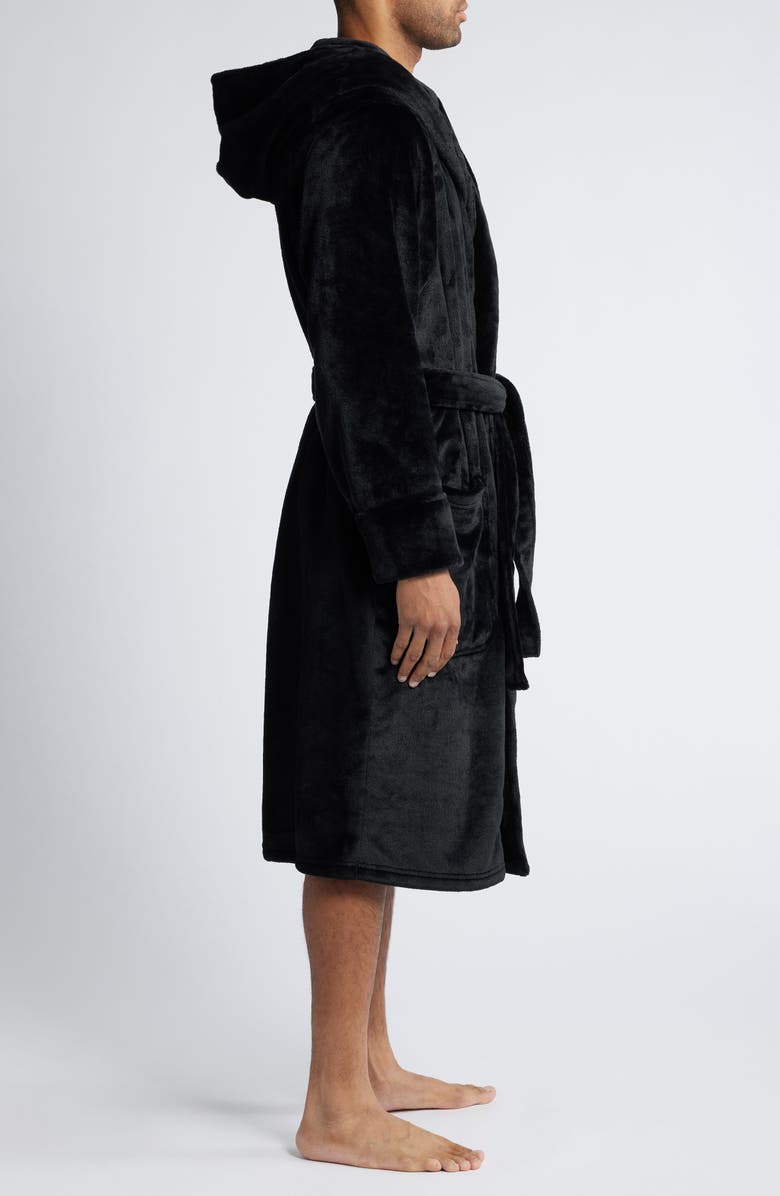 Nordstrom Fleece Hooded Robe, Alternate, color, Black