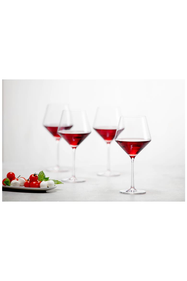 Pure Set of 6 Burgundy Wine Glasses, Alternate, color, CLEAR
