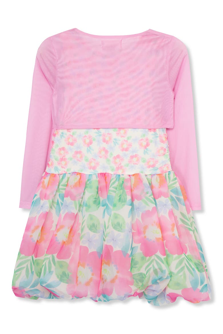 Kids' Floral Print Mesh Dress & Shrug Set, Alternate, color, PRINT
