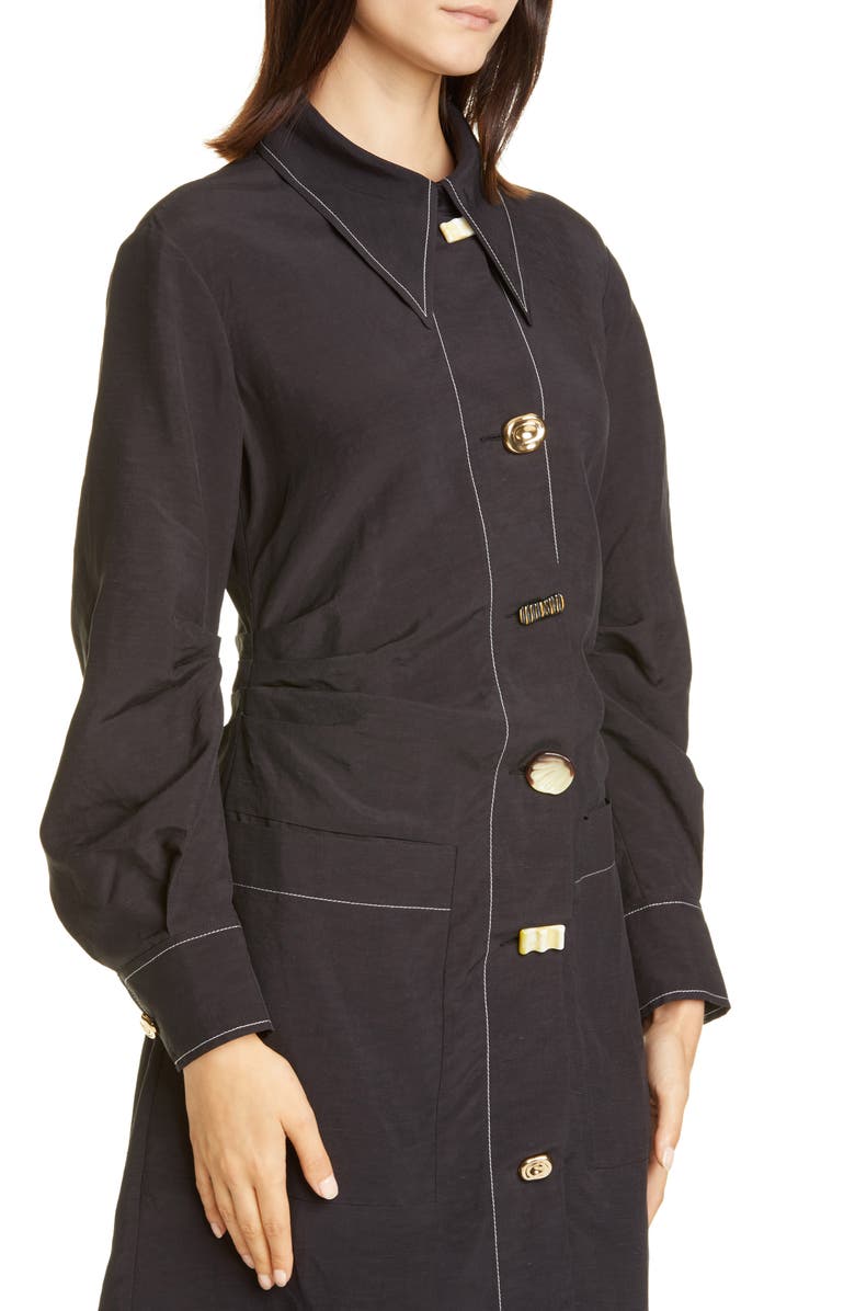 Rejina Pyo Paula Ruched Long Sleeve Midi Shirtdress, Alternate, color, 