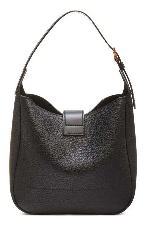 Tom Ford Small Monarch Leather Hobo Bag In Black