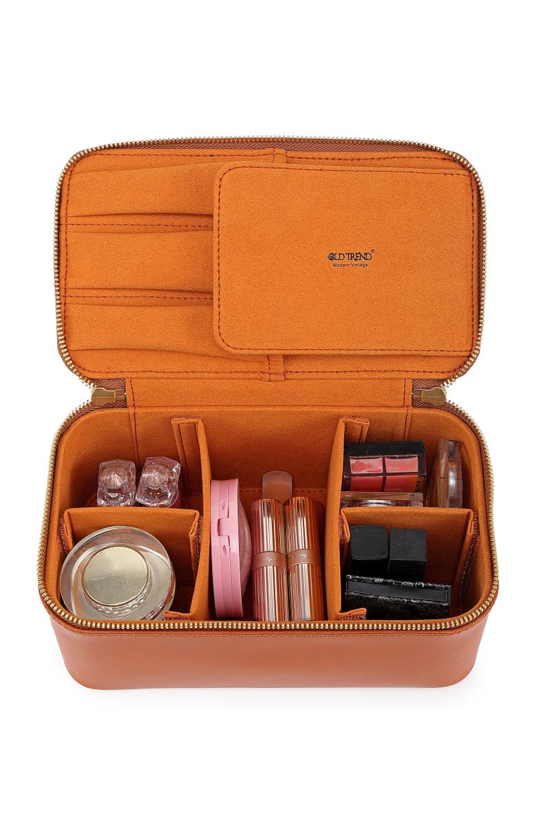 OLD TREND Ixia Genuine Leather Vanity Mini Trunk, Alternate, color, Caramel