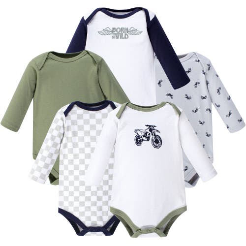 Hudson Baby Soft Cotton Long-sleeve Infant Bodysuit Bundle In Multi