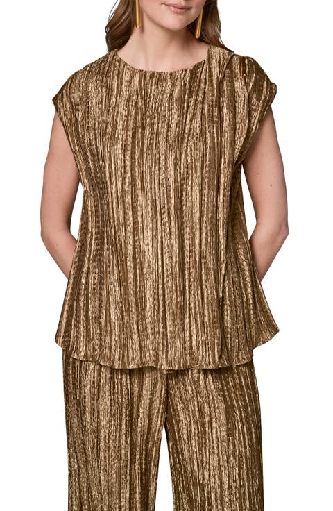Pleated Metallic Top