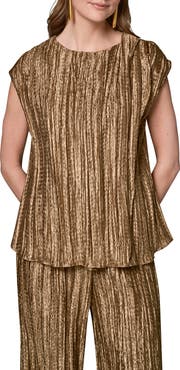 Donna Karan New York Pleated Metallic Top