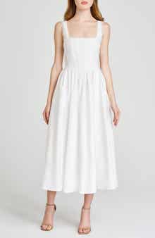 WAYF x Styled by COCO! Selene Lace Trim Stretch Cotton Midi Dress