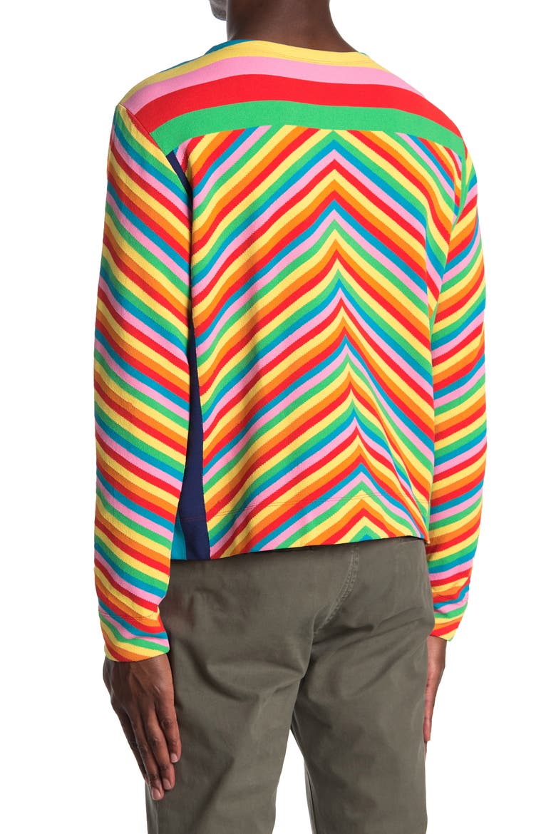 Rainbow Chevron Stripe Knit Sweater, Alternate, color, AL CAMPIONE