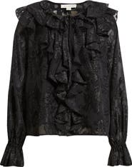 Treasure & Bond Ruffle Neck Chiffon Top