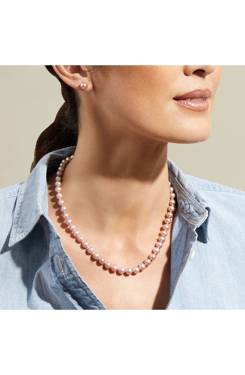 The Pearl Source Freshwater Pearl Necklace 7-7.5mm AAAA, Alternate, color, White Gold - Gabriella Clasp