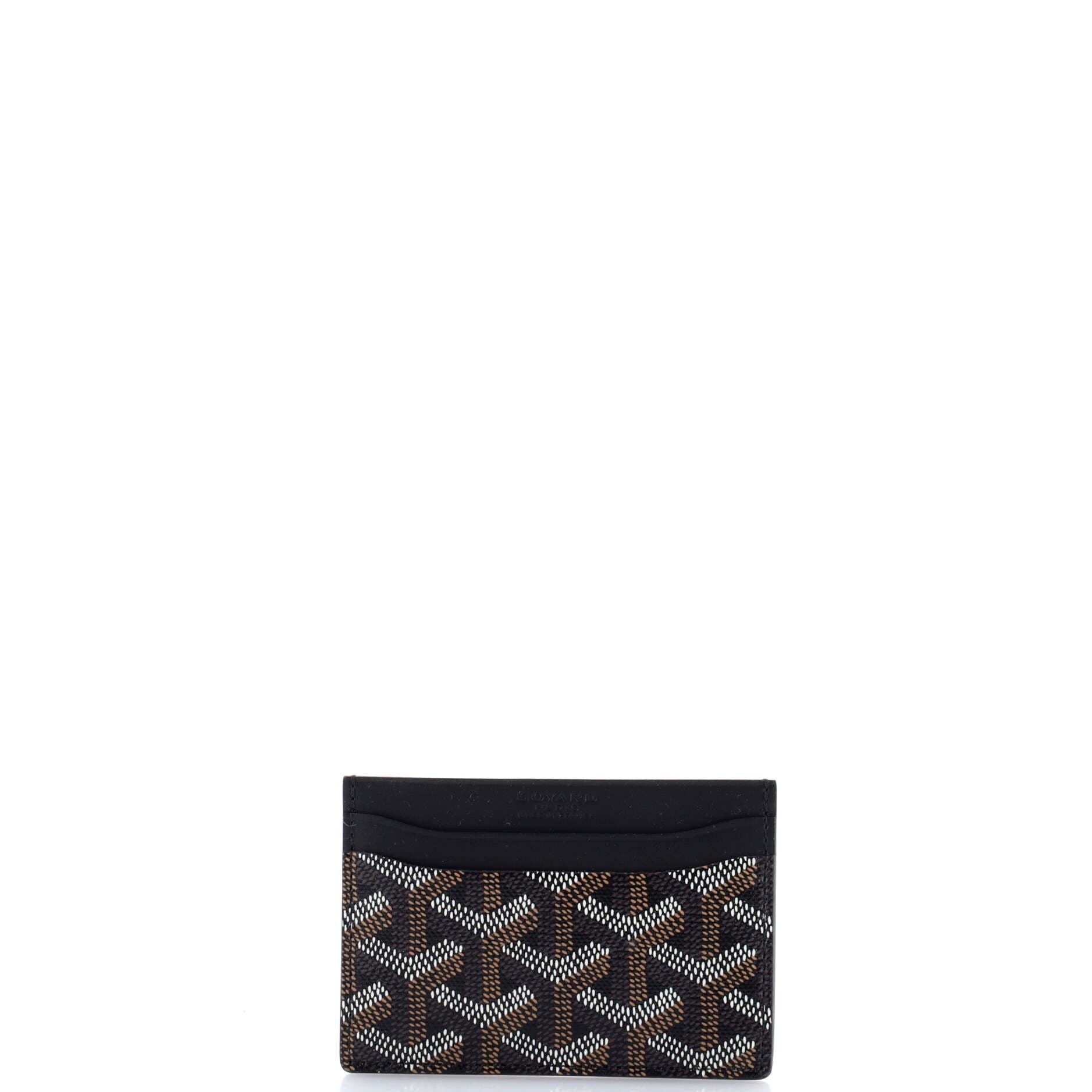 Pre-Owned Goyard Saint Sulpice Card Holder Coated Canvas, Main, color, Black