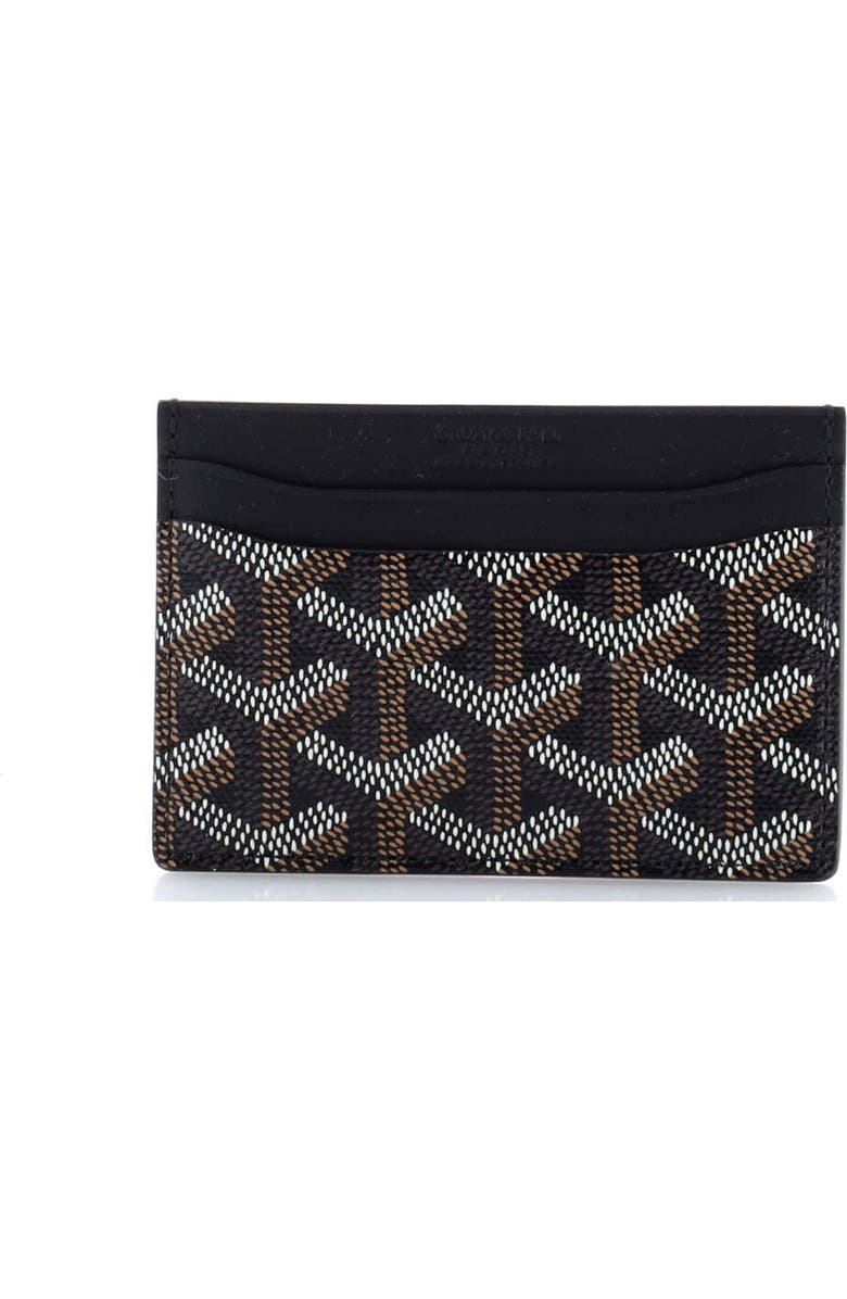 Pre-Owned Goyard Saint Sulpice Card Holder Coated Canvas, Main, color, Black