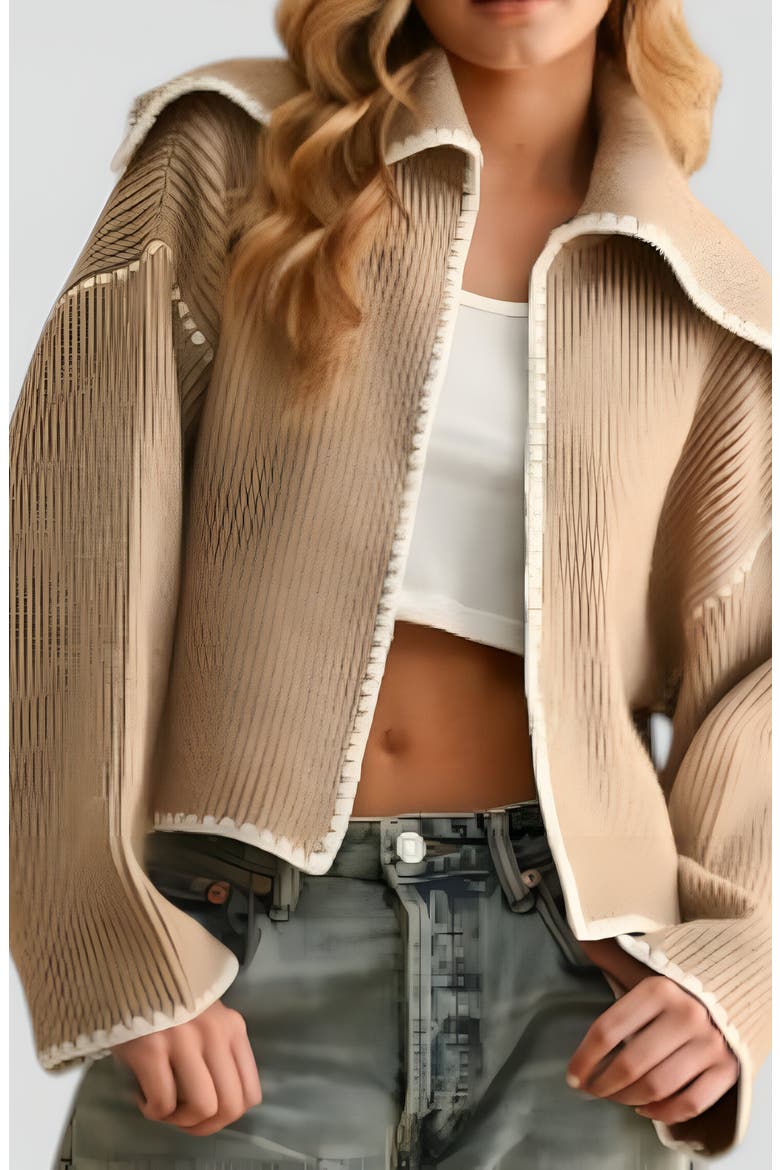 Texture Knitting Book Modenaire Textured Knit Jacket with Wide Collar, Raw Edge Trim and ...