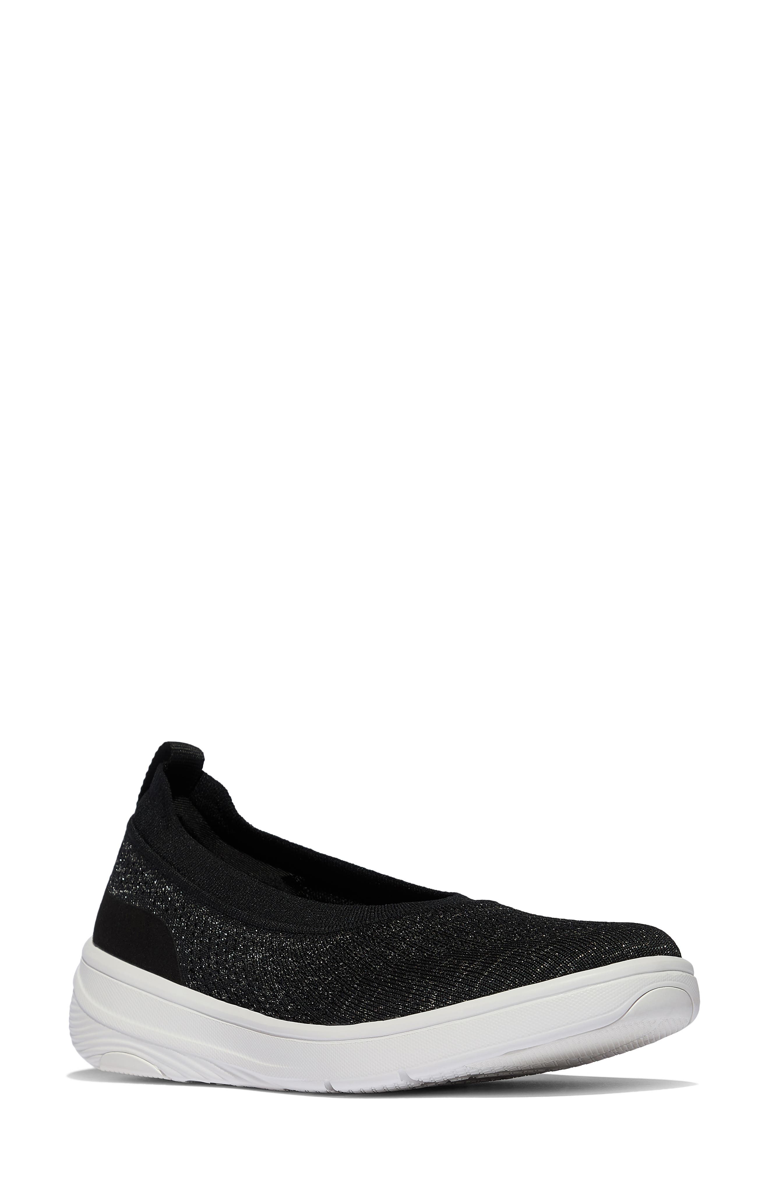 Super-Q Knit Ballet Flat, Main, color, BLACK/ SILVEREEN