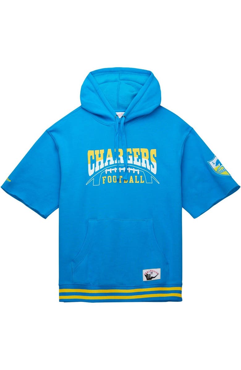 Mitchell & Ness Men's Mitchell & Ness Powder Blue Los Angeles Chargers Pre-Game Short Sleeve Pullover Hoodie, Alternate, color, Powder Blue