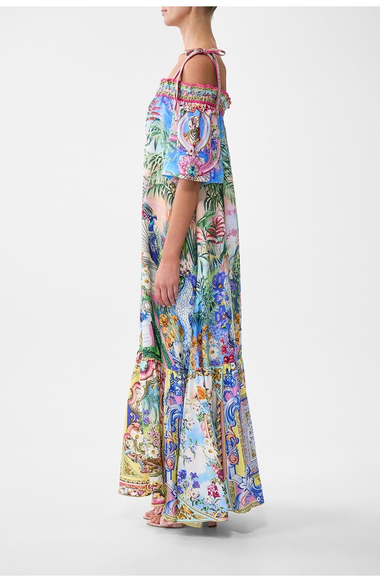 Camilla Long Off Shoulder Frill Dress With Straps Spirit Of Santa Maria, Alternate, color, Spirit Of Santa Maria