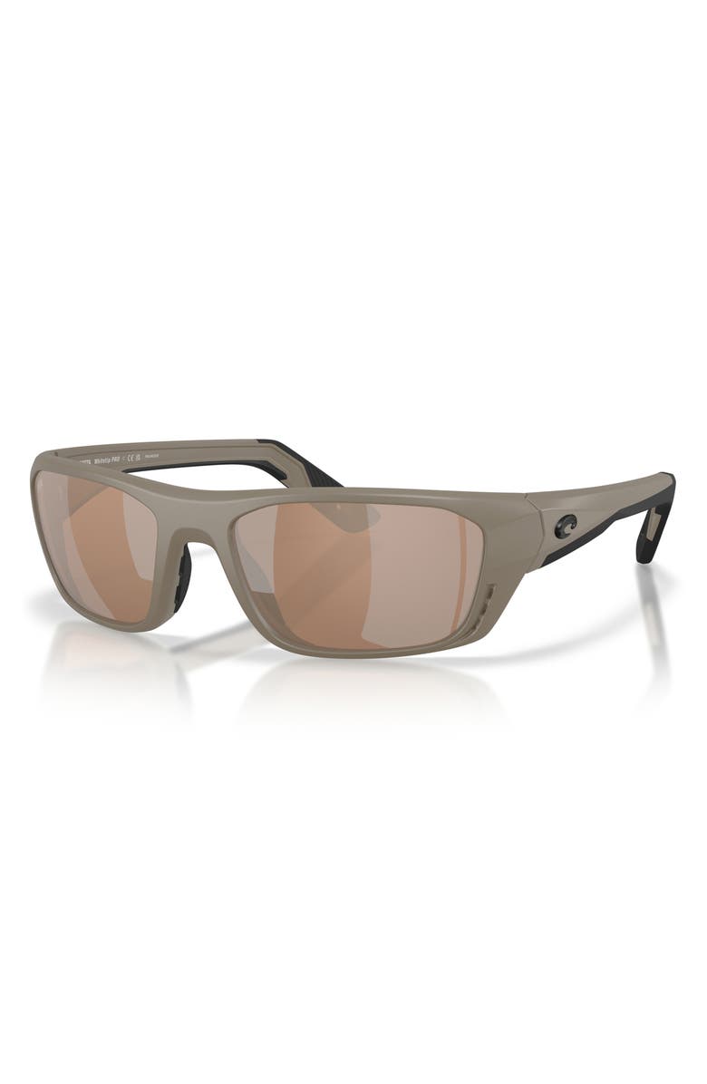 Costa Del Mar Whitetip Pro 57mm Polarized Rectangular Sunglasses, Alternate, color, Sand / Copper Silver 580G