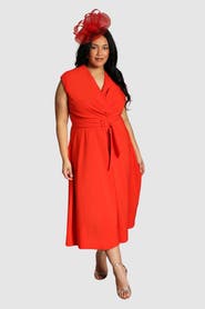 Coast Plus V-Neck Belted Midi Dress