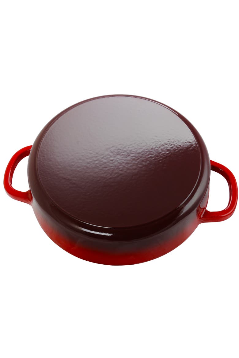 Enameled Cast Iron 5 Quart Round Braiser Pan with Self Basting Lid, Alternate, color, Red