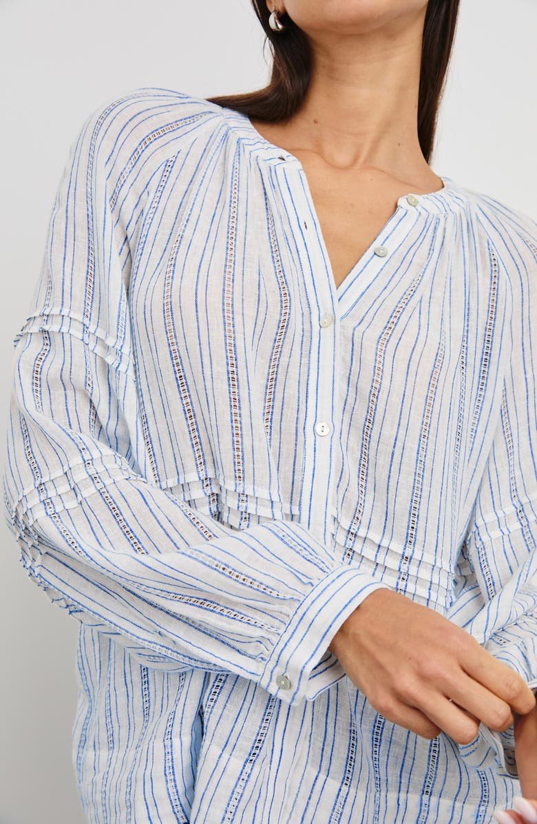 Rails Frances Stripe Linen Blend Button-Up Shirt, Alternate, color,