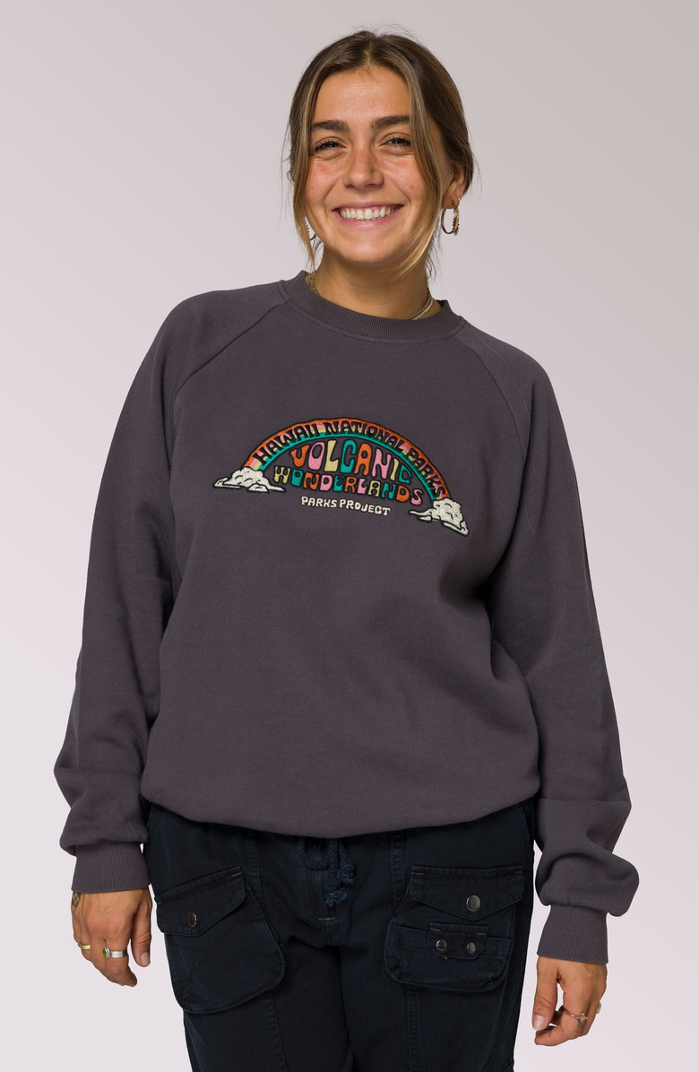 Parks Project Hawai'i Geological Wonderlands Crew Sweatshirt, Main, color, Graphite