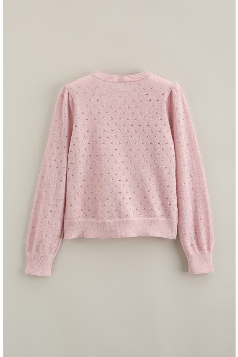 Kids' Pointelle Sparkle Cardigan, Alternate, color, PINK AMOUR