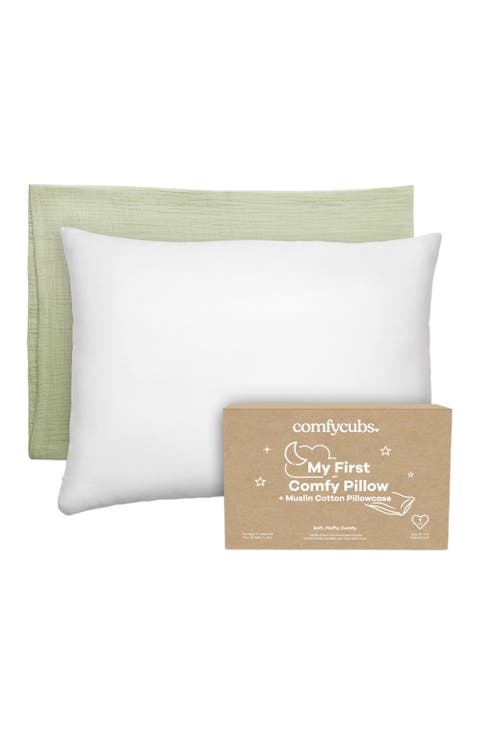 Toddler Pillows with Soft Muslin Pillow Case