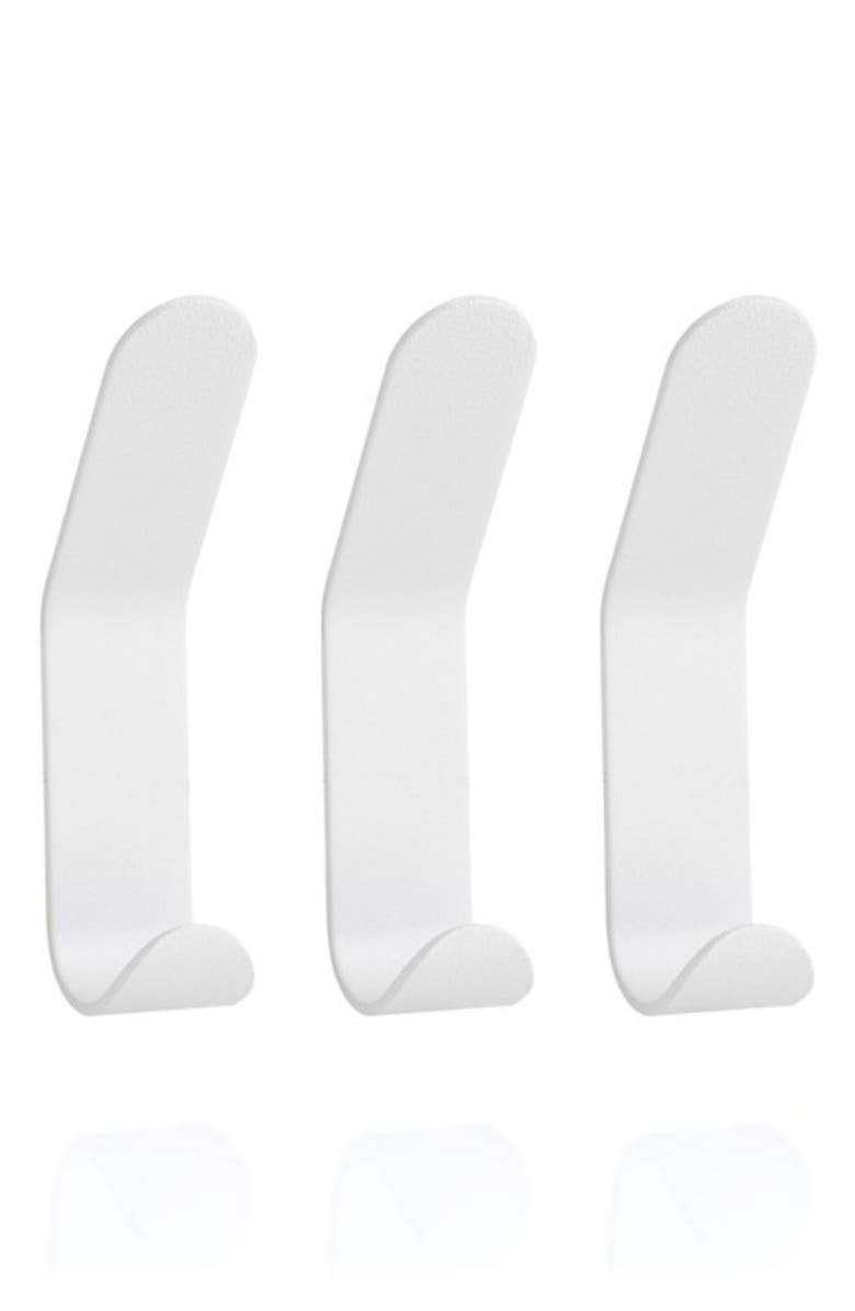 Zone Denmark A-Collection Set of 3 Double Wall Hooks, Main, color, White
