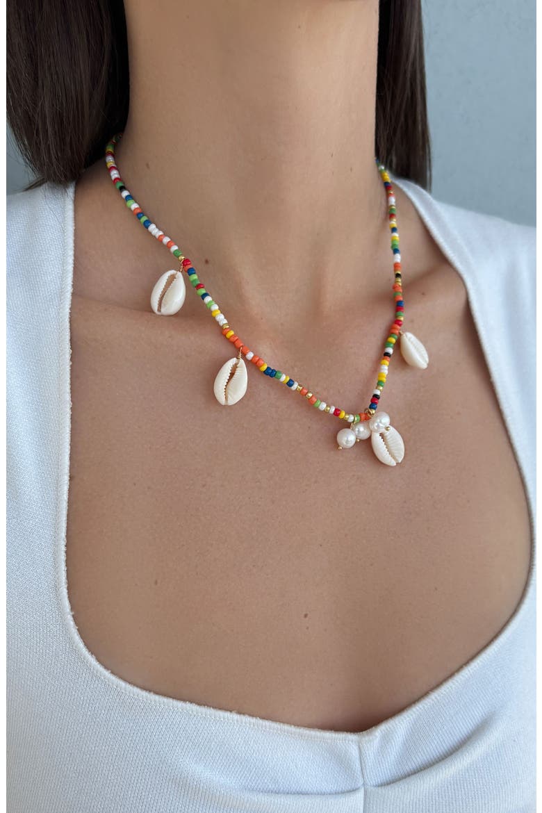 Freshwater Pearl & Shell Charm Beaded Necklace, Alternate, color, MULTI