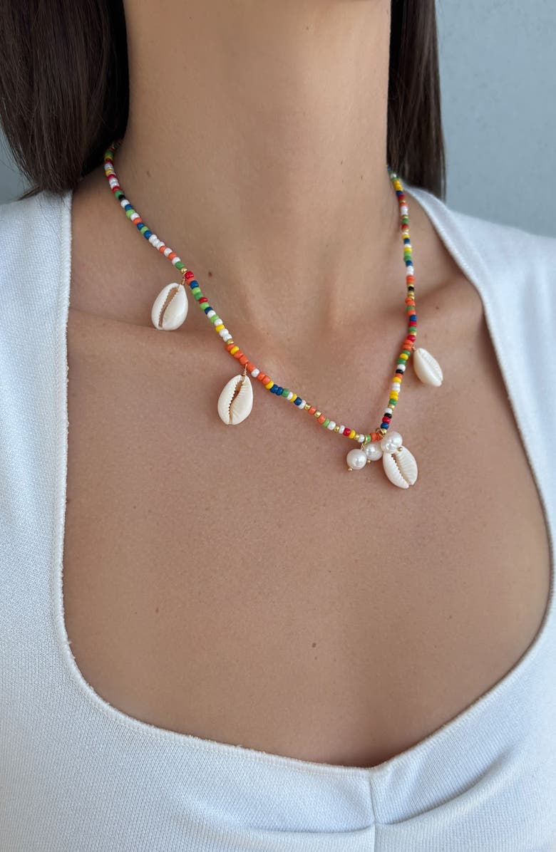 Adornia Freshwater Pearl & Shell Charm Beaded Necklace, Alternate, color, Multi