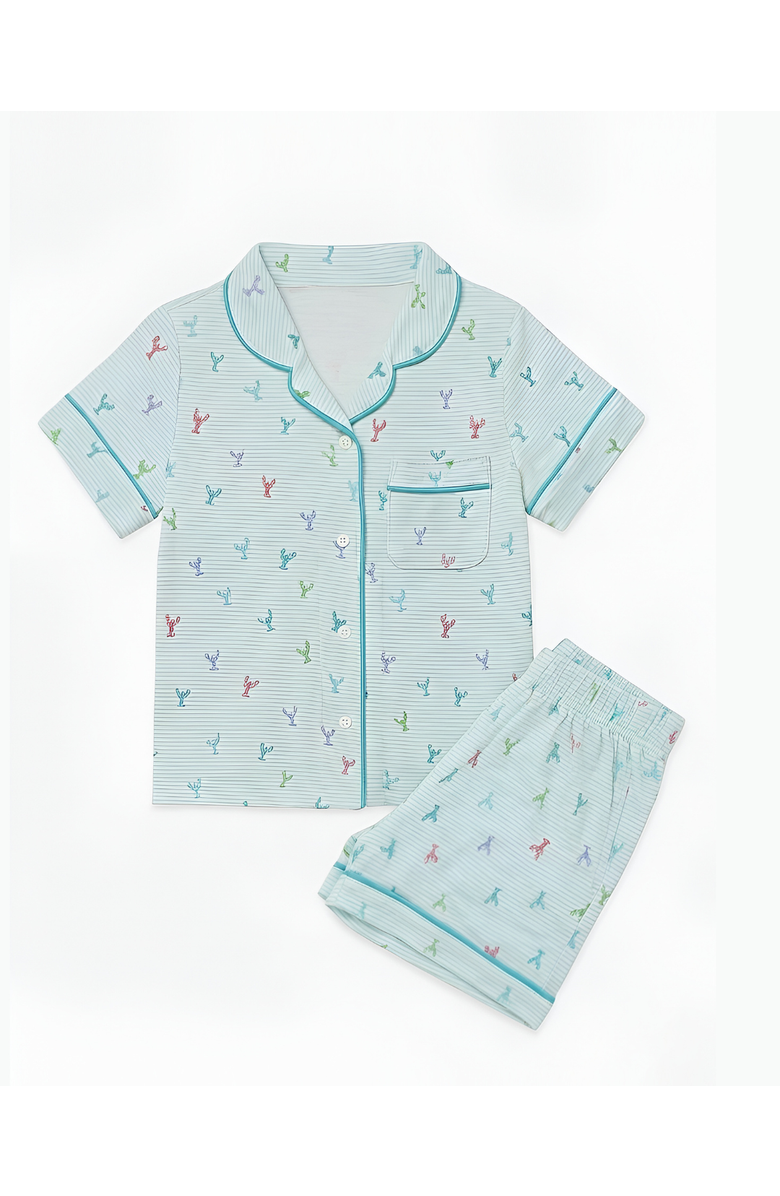 Preppy Goose Multicolor Lobster Print Short Sleeve Jersey PJ, Main, color, Blue Multi