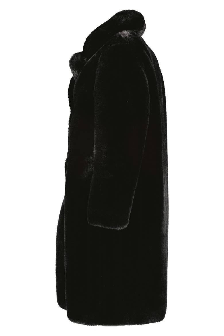 Savannah Faux Fur Longline Coat, Alternate, color, BLACK